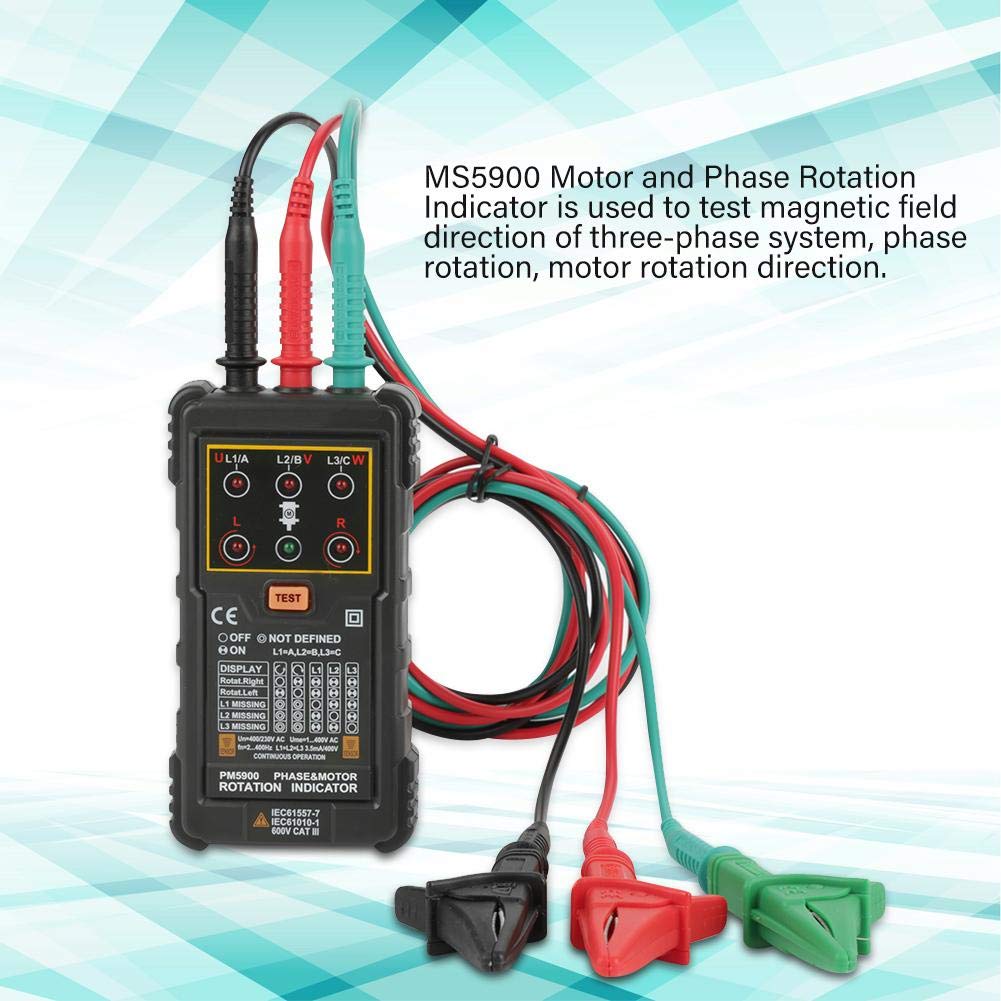 Motor Rotation Tester, PM5900 Portable Handheld Three Phase Motor Rotation Indicator Tester Pack of 2