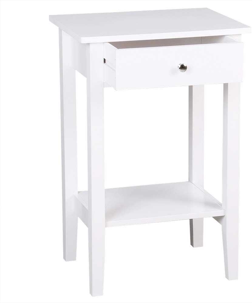 Firlar Nightstand, Bedside Table with Drawer and Storage Shelf, Wood Accent Table, Sofa Side Table End Table, Espresso
