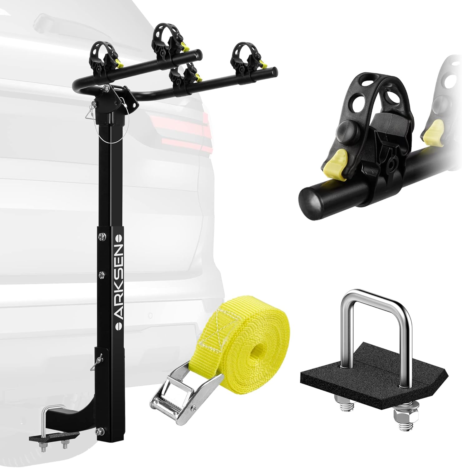 ARKSEN 2 Bike Rack, Heavy Duty Bicycle Carrier, Rear Hitch Mount with 2