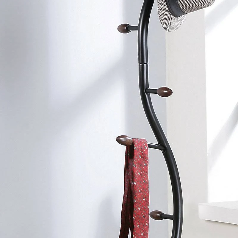Winston Porter Metal Black and Walnut Standing Coat Rack