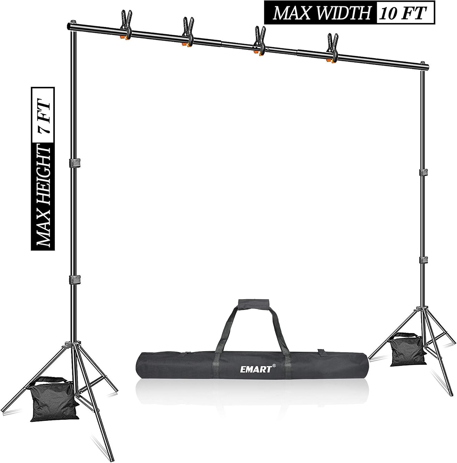 Emart Photo Video Studio 10Ft Adjustable Background Stand Backdrop Support System Kit with 6 x 9 ft Photography Backdrop Background, Chromakey Green/Blue 2-in-1 Background Screen Pack of 2
