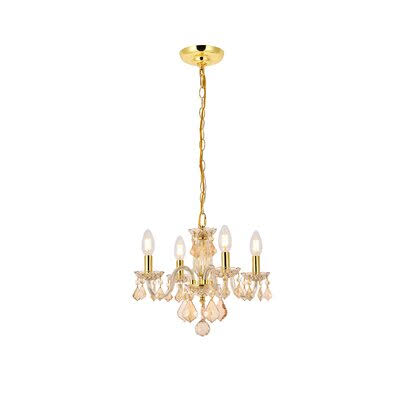 Lamy 4 - Light Candle Style Classic / Traditional Chandelier with Crystal Accents House of Hampton Finish: Golden Shadow