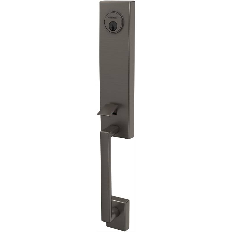 Schlage Fct58-cen Custom Century Keyed Entry Single Cylinder Half Plate Handleset, Black