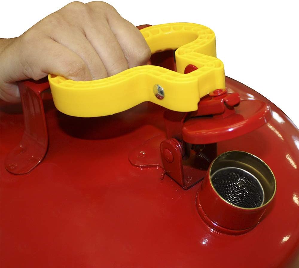 UI-50-FS Red Galvanized Steel Type I Gasoline Safety Can with Funnel, 5 Gallon Capacity, 13.5