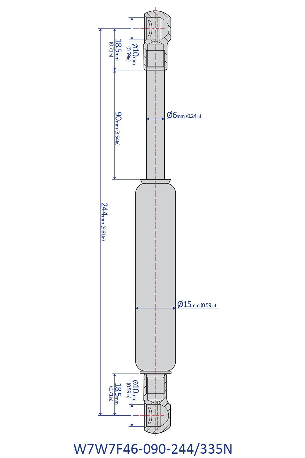 Bansbach Easylift Kit with Gas Spring W7W7F46-090-244/335N and Ball Sockets and Brackets 900BA4s AF640-665