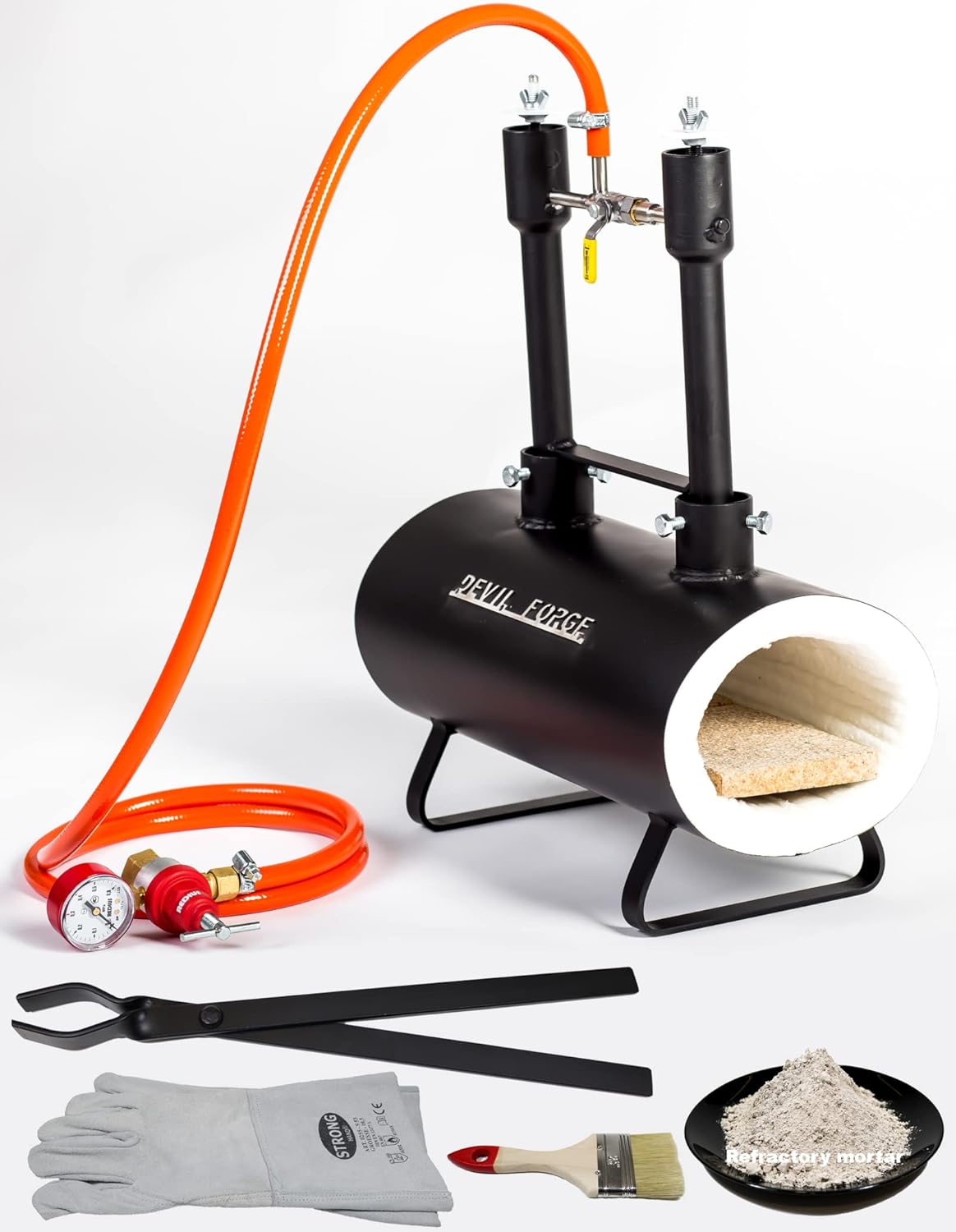 Gas Propane Forge - DFSW2 | with 2 DFP (80,000 BTU) Burners | Knife Making Farrier Blacksmith | Burners with Gas Ball Valve (Use 1 or 2 Burners)