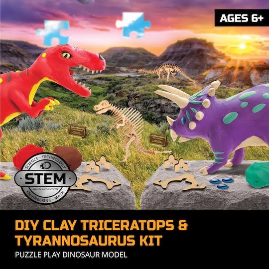 Discovery Kids Mindblown DIY Clay Triceratops u0026 Tyrannosaurus Kit - Each