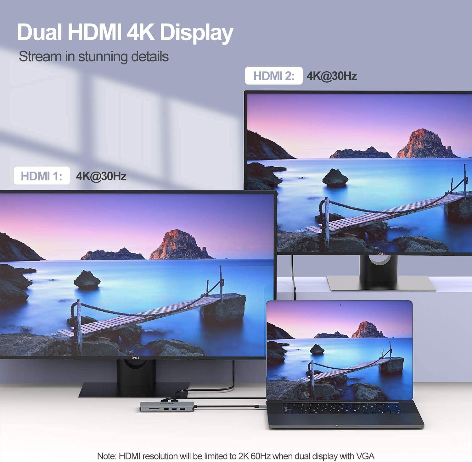 Wavlink 12-in-1 USB C Docking Station riple Display Type-C Adapter with Dual 4K HDMI / VGA Display Port, 87W PD3.0 Charging, Ethernet, Micro SD Card Reader, USB3.0 & 2 USB2.0 Ports… Pack of 2