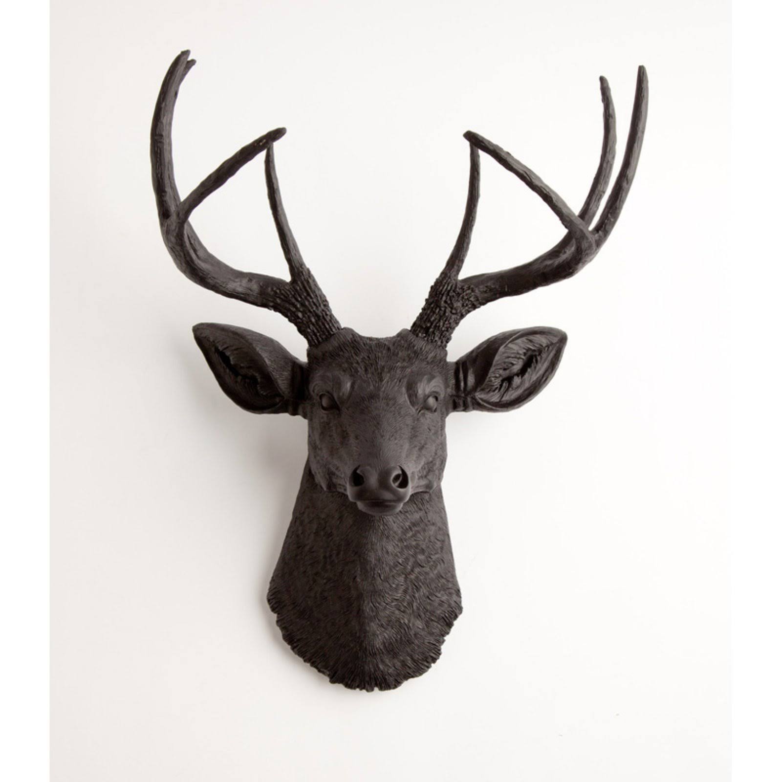 The Ignatius, Black Faux Deer Head Wall Mount by White Faux Taxidermy