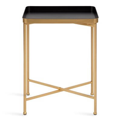 Alvis Tray Top Cross Legs End Table Mistana Table Base Color: Black, Table Top Color: Black