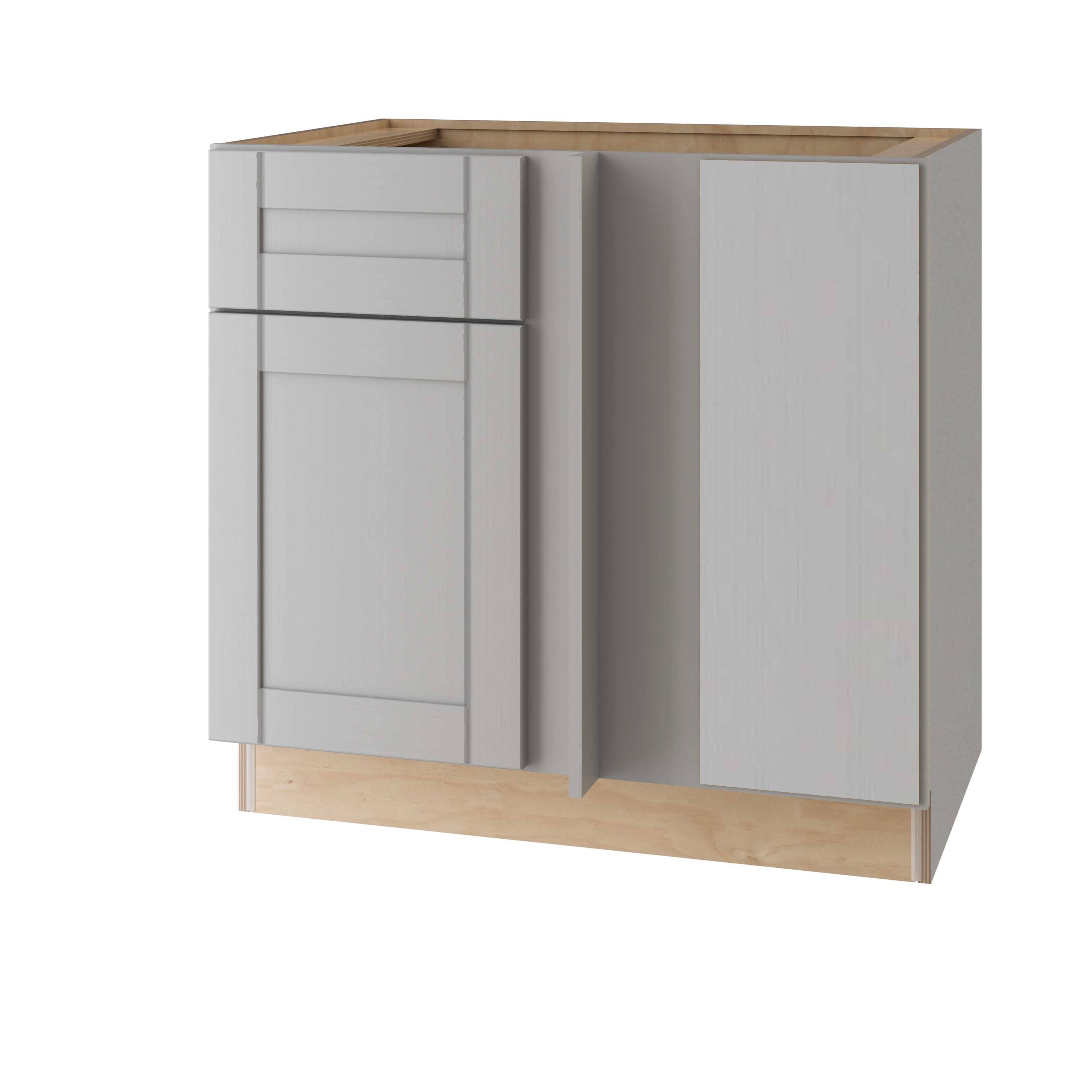 Contractor Express Cabinets Veiled Gray Shaker Assembled Plywood 42 in. x 34.5 in. x 24 in. Blind Base Corner Kitchen Cabinet wi