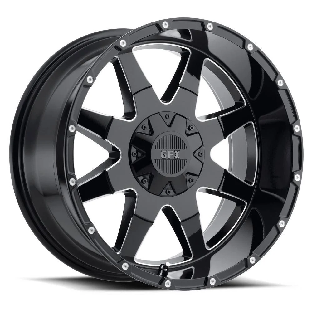 G-FX Wheels T12 790-8170-12 GBM TR12 Gloss Black Milled Wheel 17x9 8x170 12mm