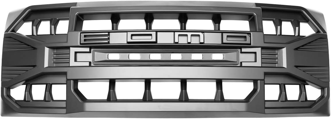 EOMD Front Grill for F150 2009 2010 2011 2012 2013 2014, w/Off-Road Lights, Removable Letters, Matte Black