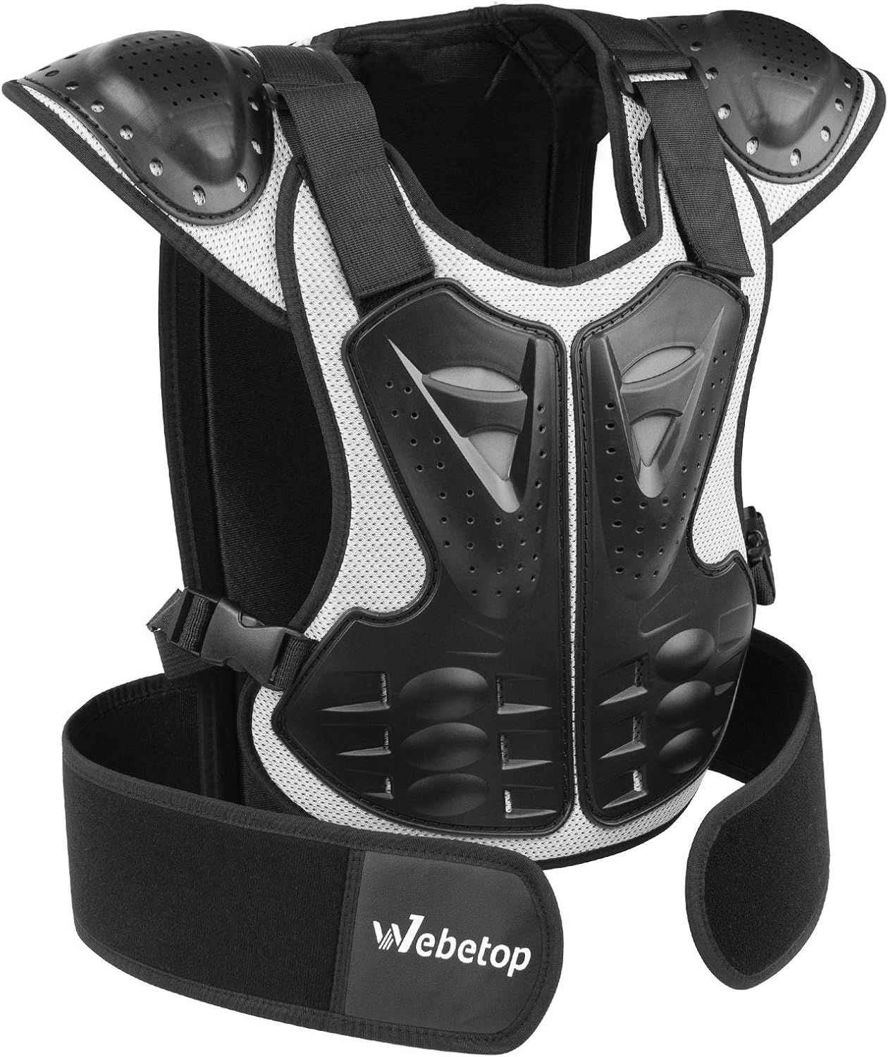 Webetop Kids Dirt Bike Body Chest Spine Protector Vest Gear for Motocross Skiing Black/Silver M