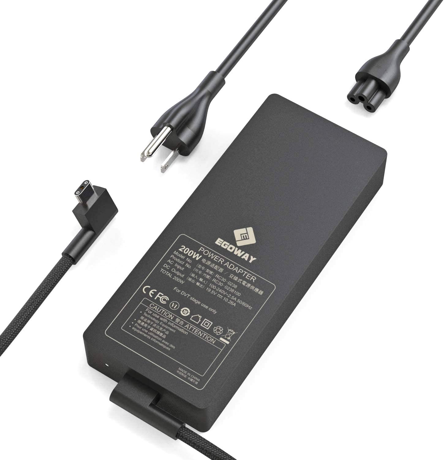 E EGOWAY 200W 19.5V 10.26A RC30-0238 Laptop AC Adapter Power Supply for Razer Blade 15 w/GTX1060/GTX1070/RTX2070/RTX2080 and Razer Blade Pro 17/4K Laptop