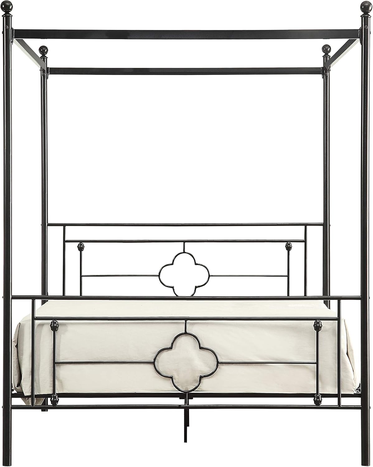 Lexicon Omaha Metal Canopy Bed, Queen, Black