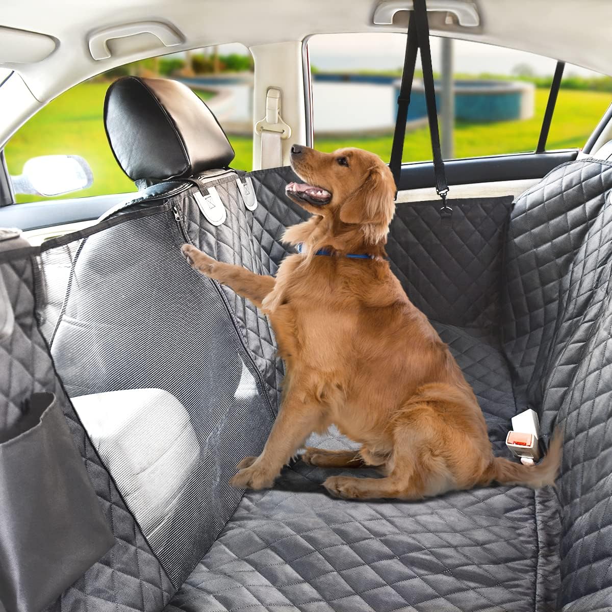 Vailge Dog Seat Cover for Back Seat, 100% Waterproof Dog Car Seat Covers with Mesh Window, Scratch Prevent Antinslip Dog Car Hammock, Car Seat Covers for Dogs, Dog Backseat Cover for Cars,Standard