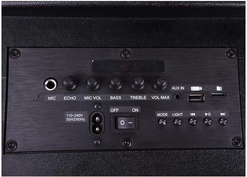 Ridgeway QS-805 Portable Audio Bluetooth - Portable - Woofer Rechargeable Speaker with Long-Lasting Battery USB/FM Radio/AUX in/Mic in/with LED Light - Black Pack of 2