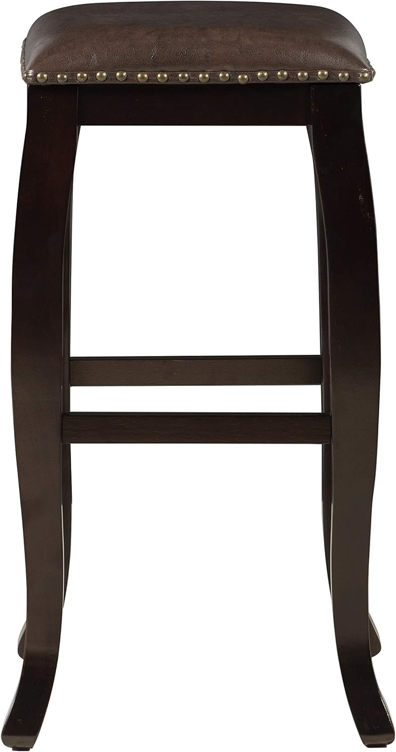 Linon San Francisco Square Top Bar Stool, Brown Pack of 2