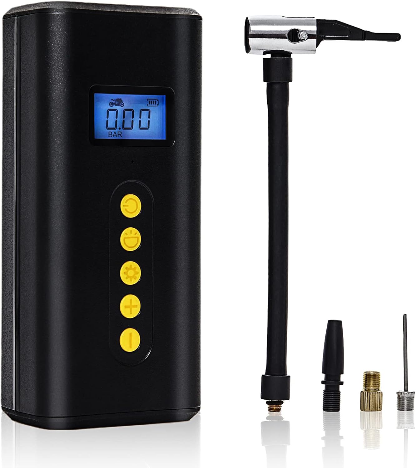 Ocatex Portable Tire Inflator, 150PSI Electric Bike Pump Rechargeable, Air Pump for Bike Car Motor Ball, Air Compressor with LED Lights,Power Bank, Black Pack of 2