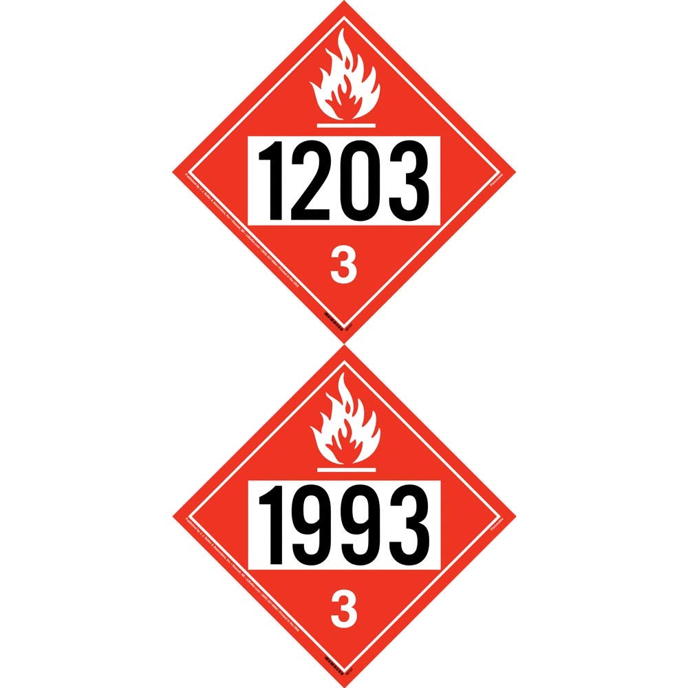 1993-1203 Placard, Class 3 Flammable Liquid 10-pk. - 10.75