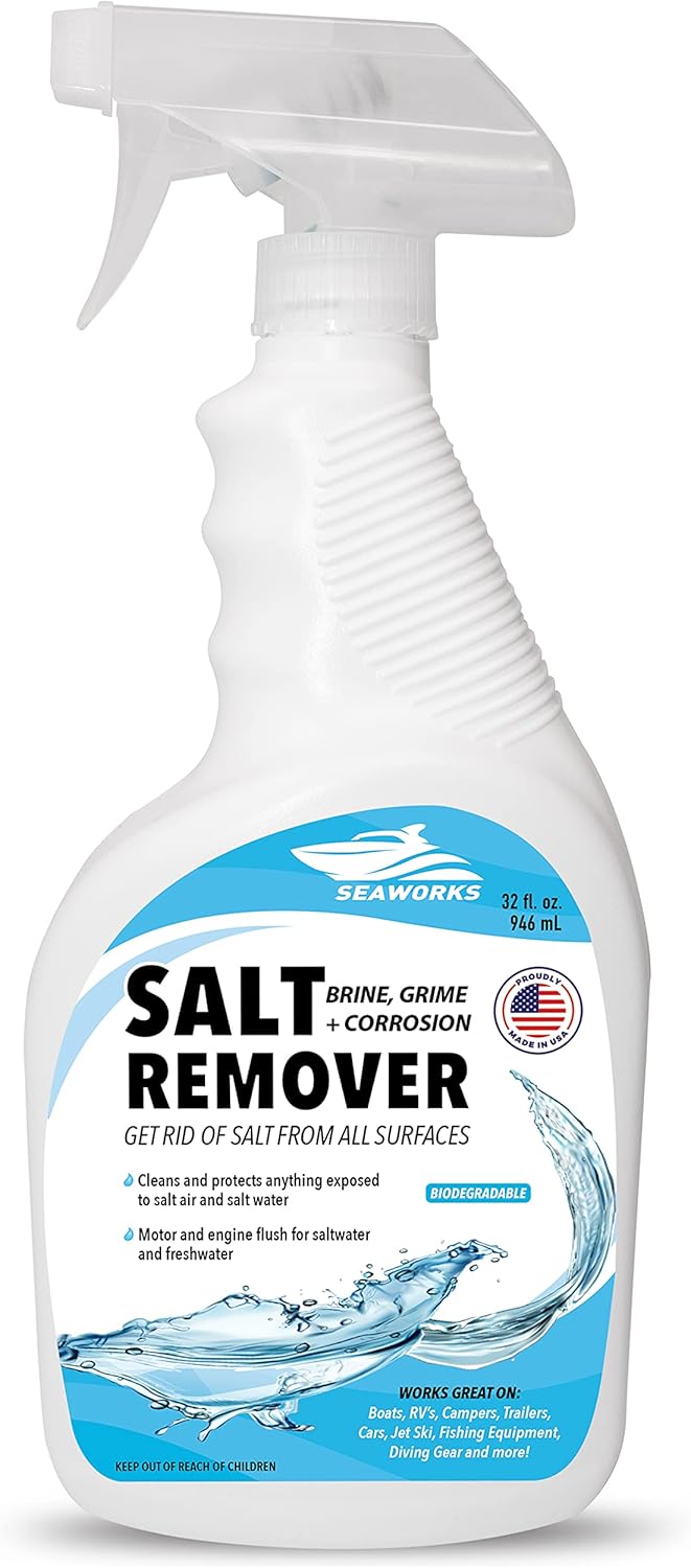 Seaworks Salt Remover Concentrate Spray for Boats, Vehicle Exterior, Engine and Motor Flush - 32 FL OZ Pack of 2