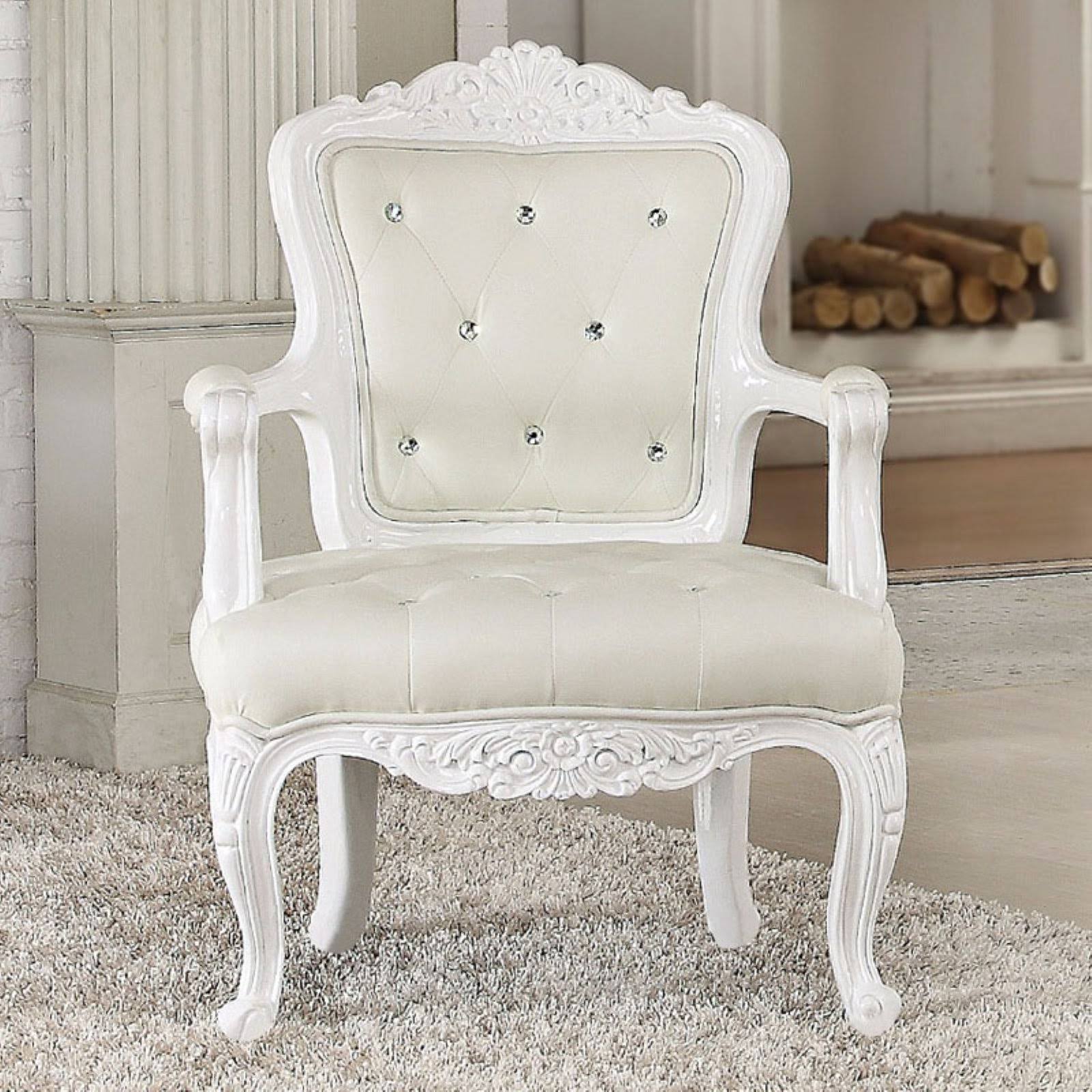 Benzara BM161520 Resin u0026 Wood Accent Chair White