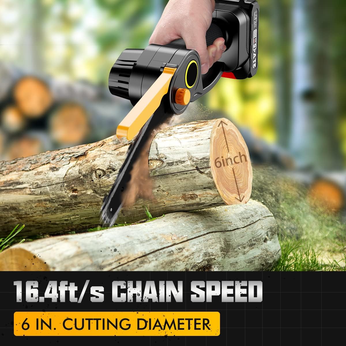 Mini Chainsaw Brushless, Seesii 6-inch Cordless Chain Saw with 2.0 Batteries, 20% More Lifetime Brushless Motor, One-Handed Electric Battery Operated Chain Saw for Wood Cutting Garden Branch Pack of 2