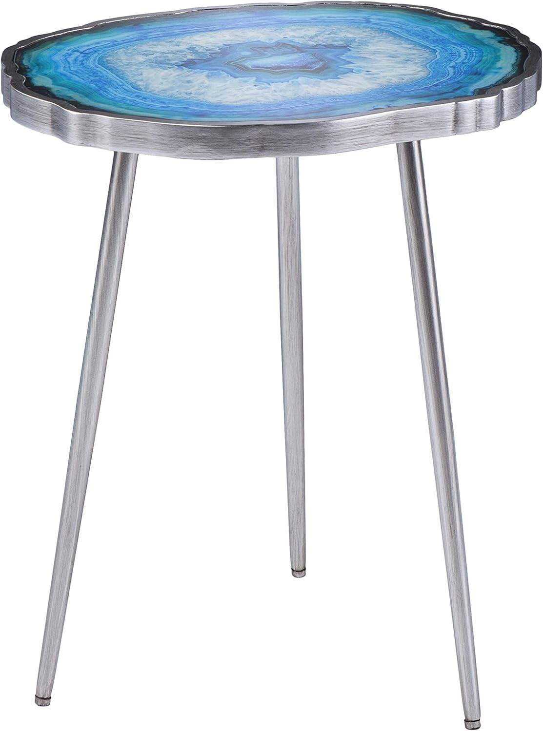 SEI Furniture Norcova Accent Table, Blue/Antique Silver
