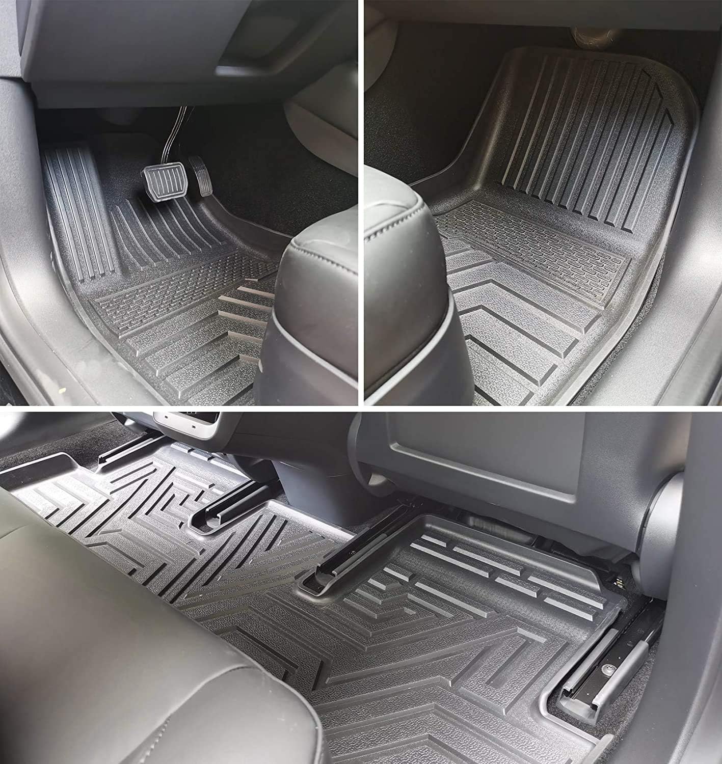 Auovo Floor Mats Fits for Tesla Model 3 2017 2018 2019 2020 2021 2022 Accessories Complete Set All Weather Guard Protector Liners(Pack of 3)