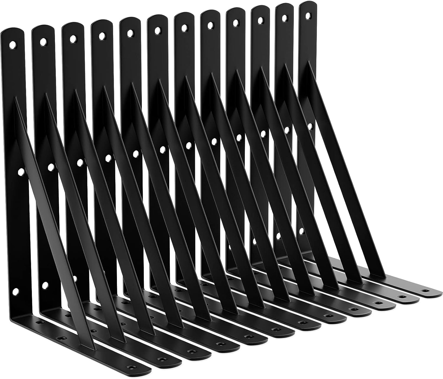 LEOPO 11 Inch Shelf Brackets for DIY Floating Shelf, Heavy Duty L Brackets, 90 Degree Triangle Corner Bracket, 12 Pack