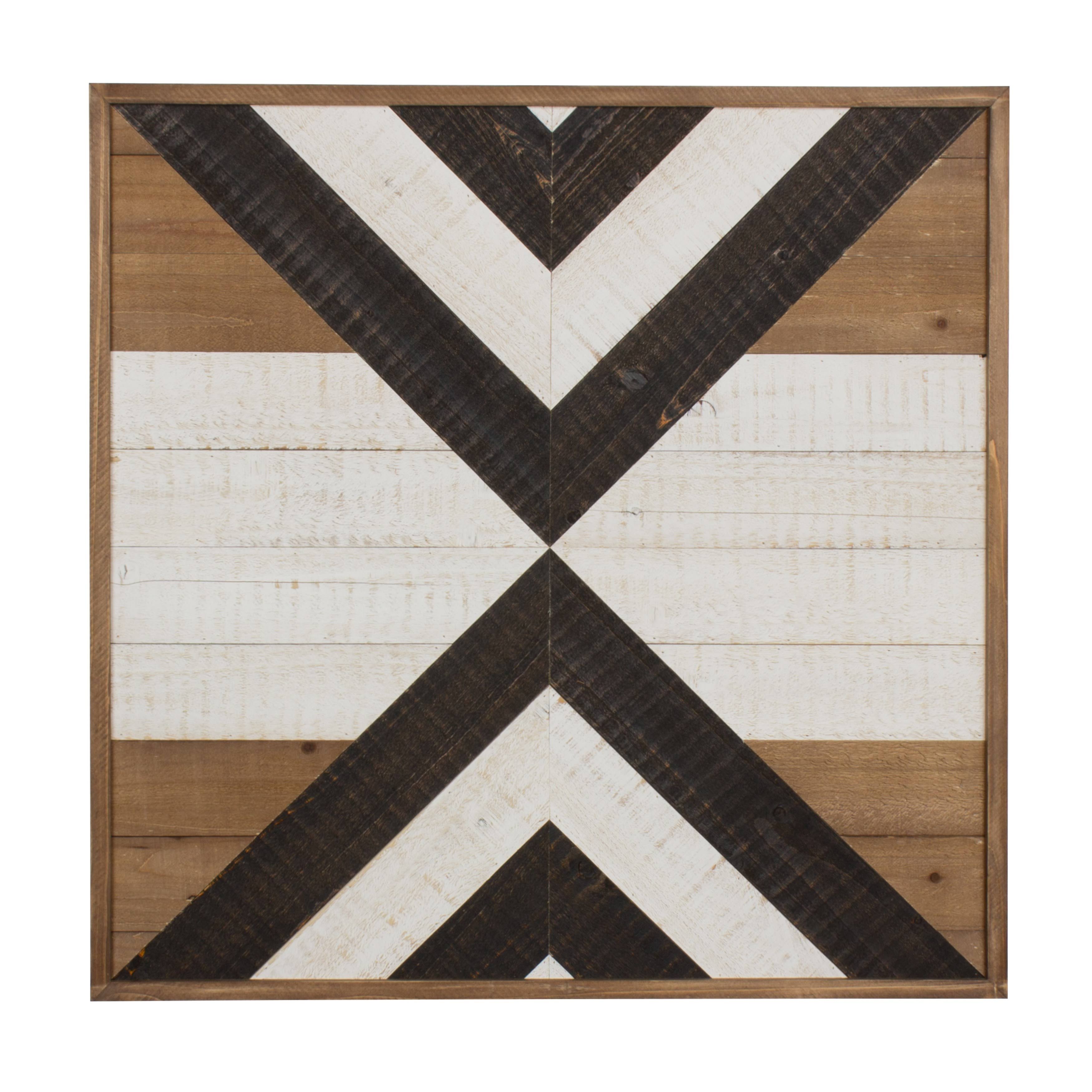 Kate and Laurel Baralt Shiplap Black, White, and Rustic Brown Wood Plank Art
