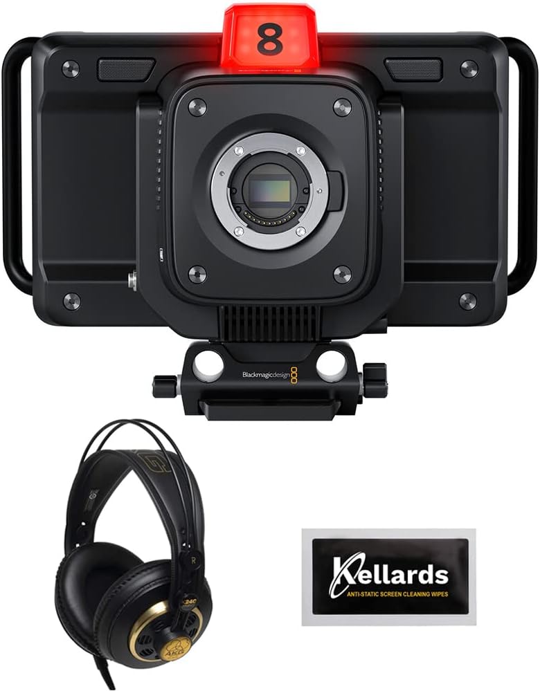 Blackmagic Design Studio Camera 4K Plus Bundle with AKG K240 Studio Pro Headphones and Screen Cleaning Wipes