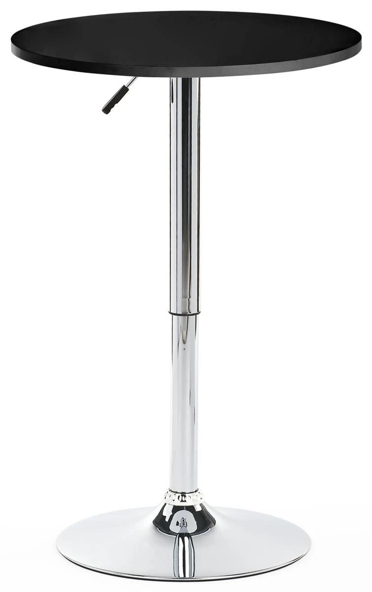 Displays2go Modern Pub Bar Table, 23.5 inch Round, Adjustable Cocktail Table, Rotates (Aluminum and Wood), Black