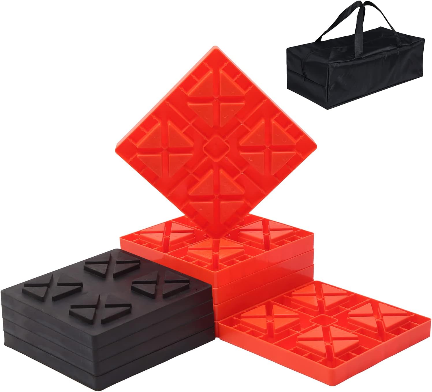 Homeon Wheels RV Leveling Blocks, Heavy Duty 6 Packs Camper Leveling Blocks with 4 Blacks Leveling Pads Prevent The Leveling Blocks from Cracking Due to Uneven Stress