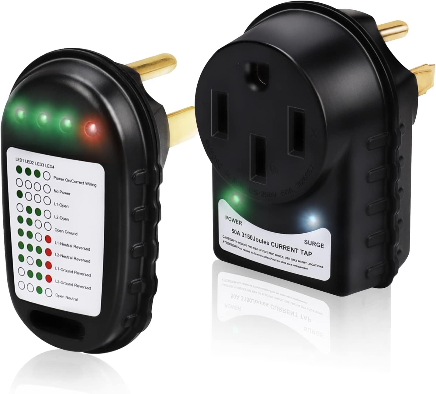 TOVEN-RV Surge Protector 50 amp Kit, ETL Listed 50 Amp Surge Protector for RV, Circuit Analyzer Tester with Led Indicator Light for Camper Trailer(45000A max Spike, 3150 Joules) Pack of 2