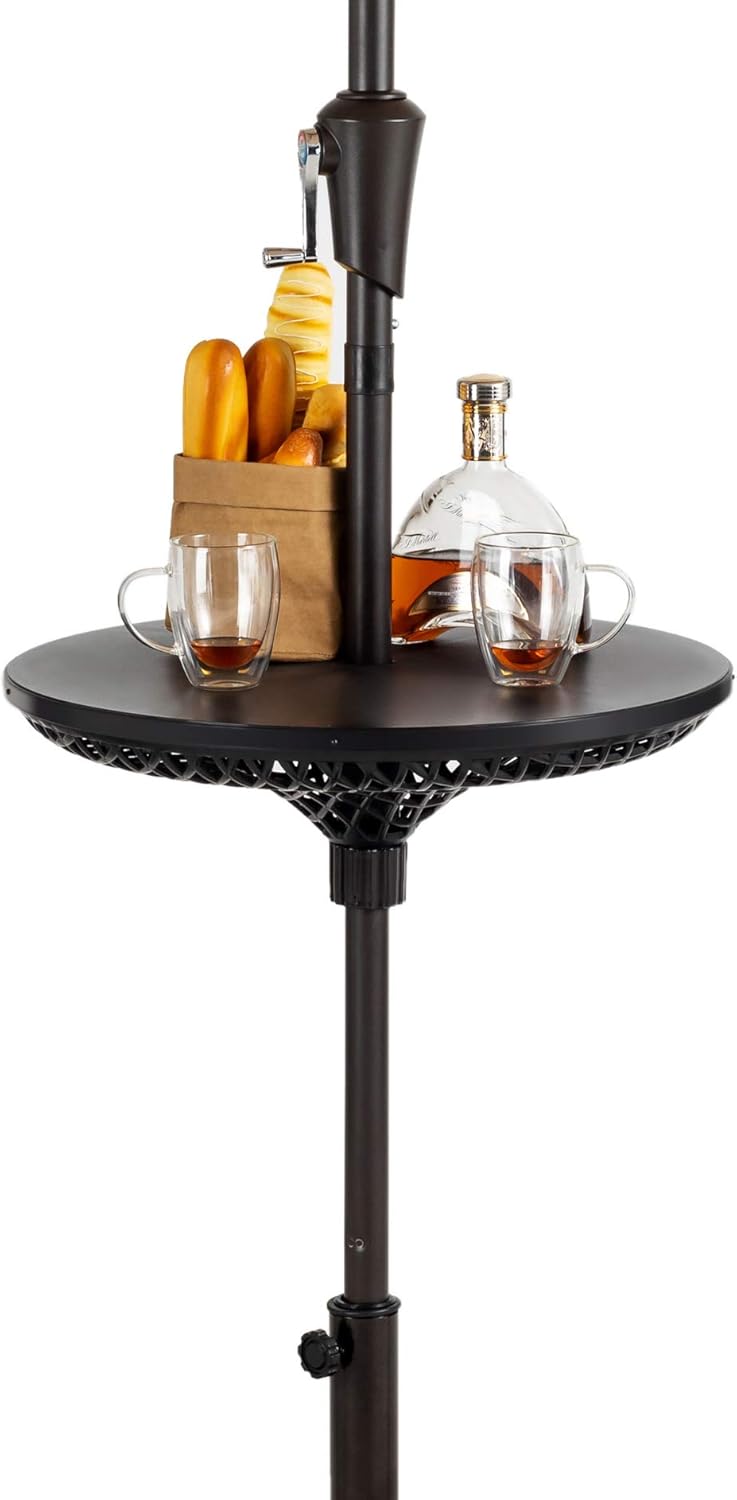 ROWHY Patio Umbrella Table Tray Adjustable 23 Inches Accessory for Outdoor Market Umbrella Beach Umbrella, Black