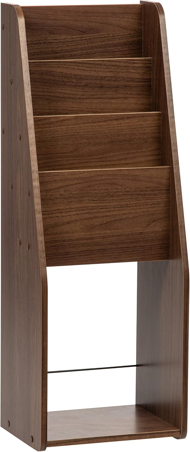 IRIS USA MR-W Wide 4 Pocket Magazine Rack, Dark Brown Pack of 2