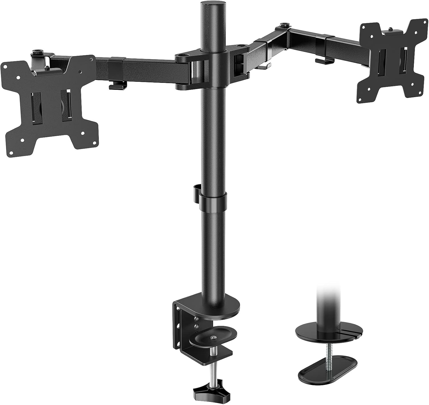 WALI Dual LCD Monitor Fully Adjustable Desk Mount Stand Fits 2 Screens up to 27 inch, 22 lbs. Weight Capacity per Arm (M002), Black Pack of 2