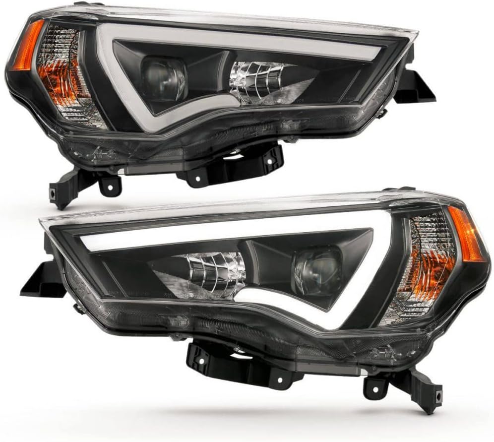 ANZO For Toyota 4Runner 2014-2018 Projector Headlights Plank Style Black w/Amber