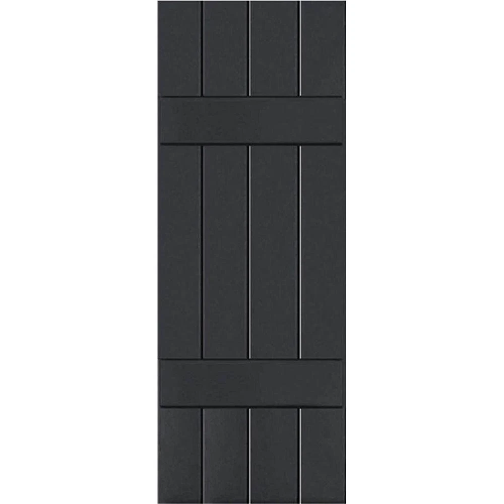 Ekena Millwork 15 in. x 26 in. Exterior Real Wood Pine Board and Batten Shutters Pair Black