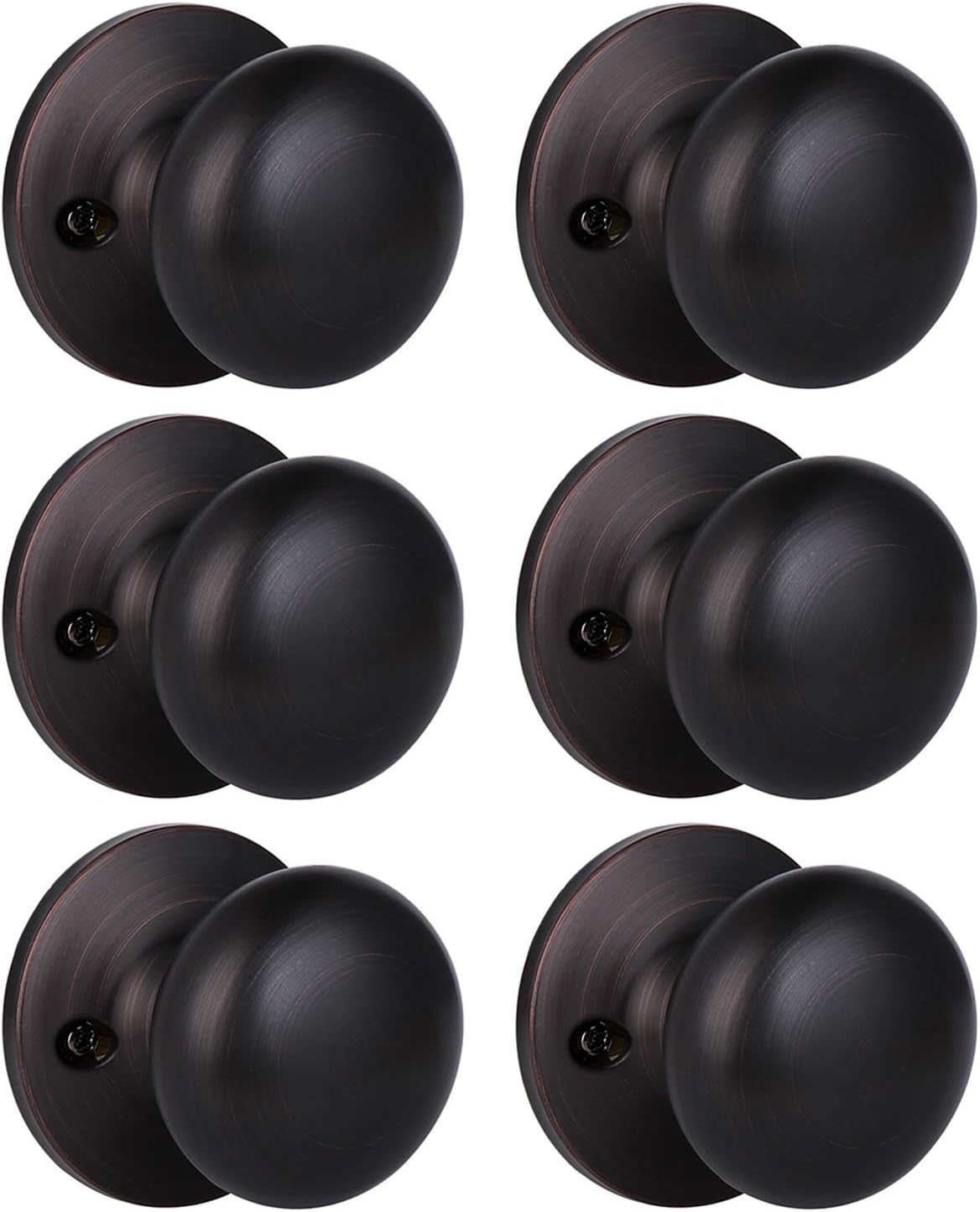 KNOBWELL 10 Pack Modern Door Knob Passage Door Knob Set, Closet Door Knobs, Hallway and Closet Door Knob in Classic Style with Concealed Screws, Oil Rubbed Bronze