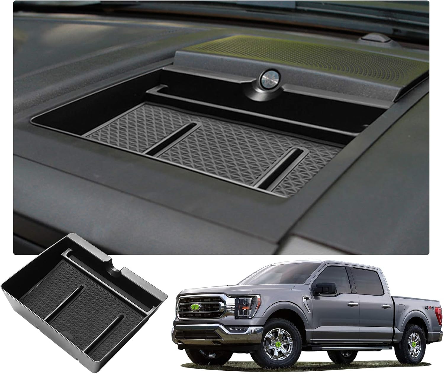 R RUIYA Car Dashboard Storage Box Organizer Tray Compatible with 2015-2020 Ford F150 F 150 2018-2020 Ford Expedition Custom Accessory Armrest Box Glove Secondary Storage Console Organizer Insert Tray (2015-2020)