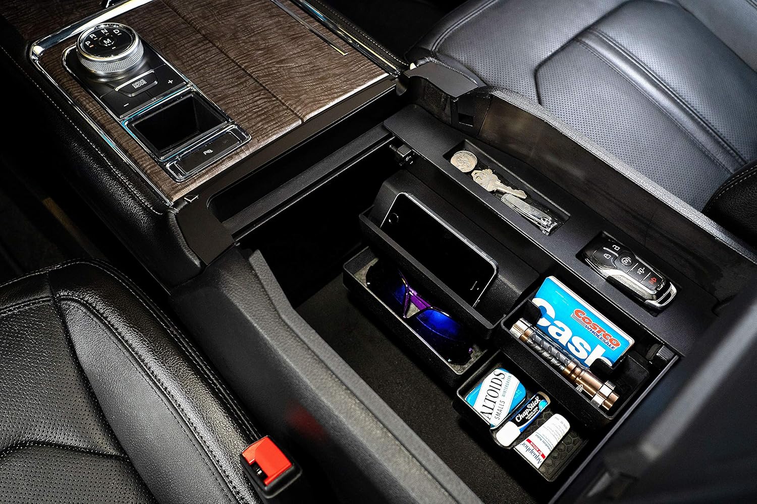 MX Auto Center Console Organizer| Compatible with Ford Trucks & SUVs – Accessories for F150, F250, F350, Raptor, Expedition|2015, 16, 17, 18, 19, 20, 21| Must-Have Bucket Seats|SEE COMPATIBILITY BELOW Pack of 2