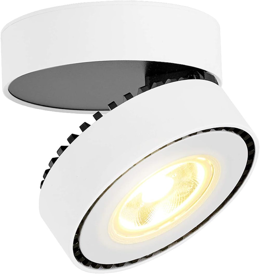 TOPMO Indoor 12W LED Spotlight Adjustable Ceiling Light/Surface Mounted spotlights/4000K Natural White/10X10X6CM/Wall Lamp or Ceiling Spotlight (white4000K)