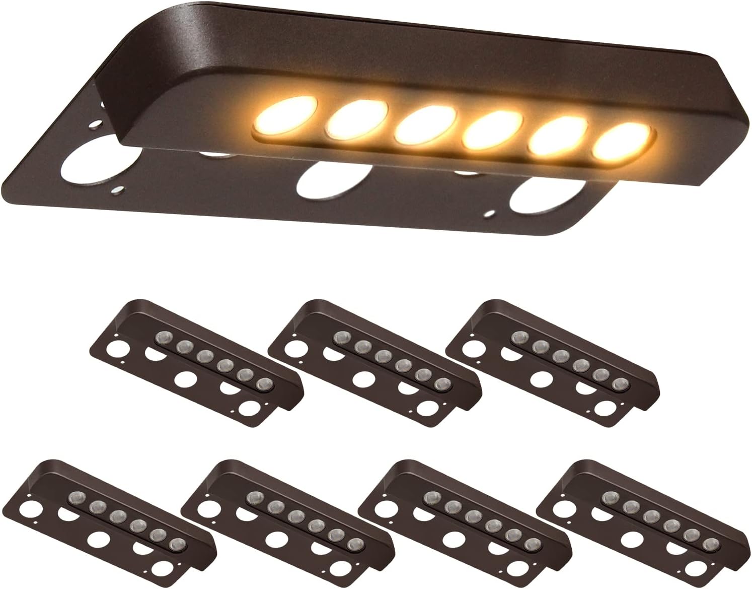 Retaining Wall Lights,8Pack-7Inch Hardscape Lighting,12V DC LED Low Voltage Landscape Lighting,Step Lights Outdoor,IP65 Waterproof 3W 2700K Soft White,Integrated Step Stair Deck Lighting