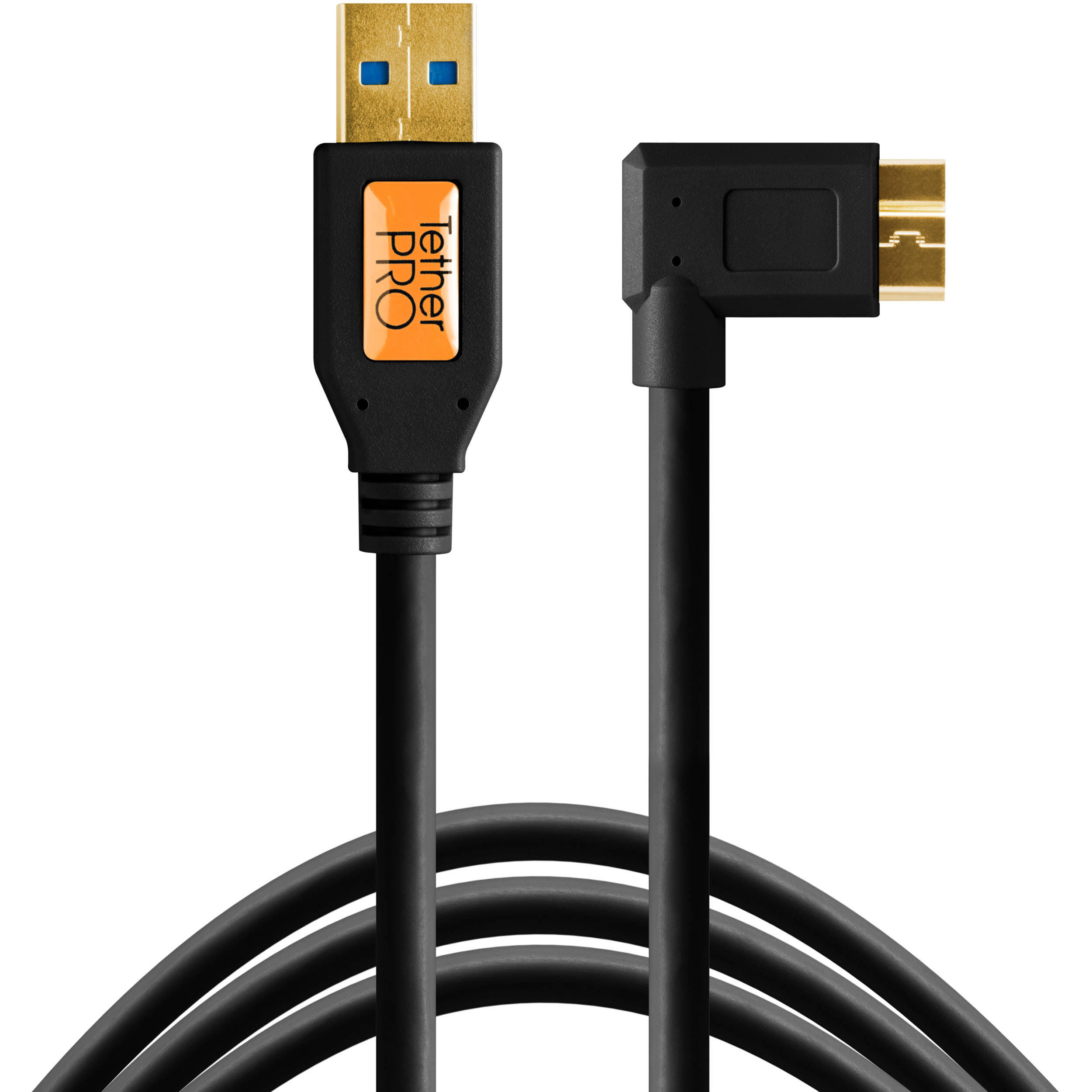Tether Tools TetherPro 15& USB 3.0 A Male to Micro-USB Right-Angle Cable Black