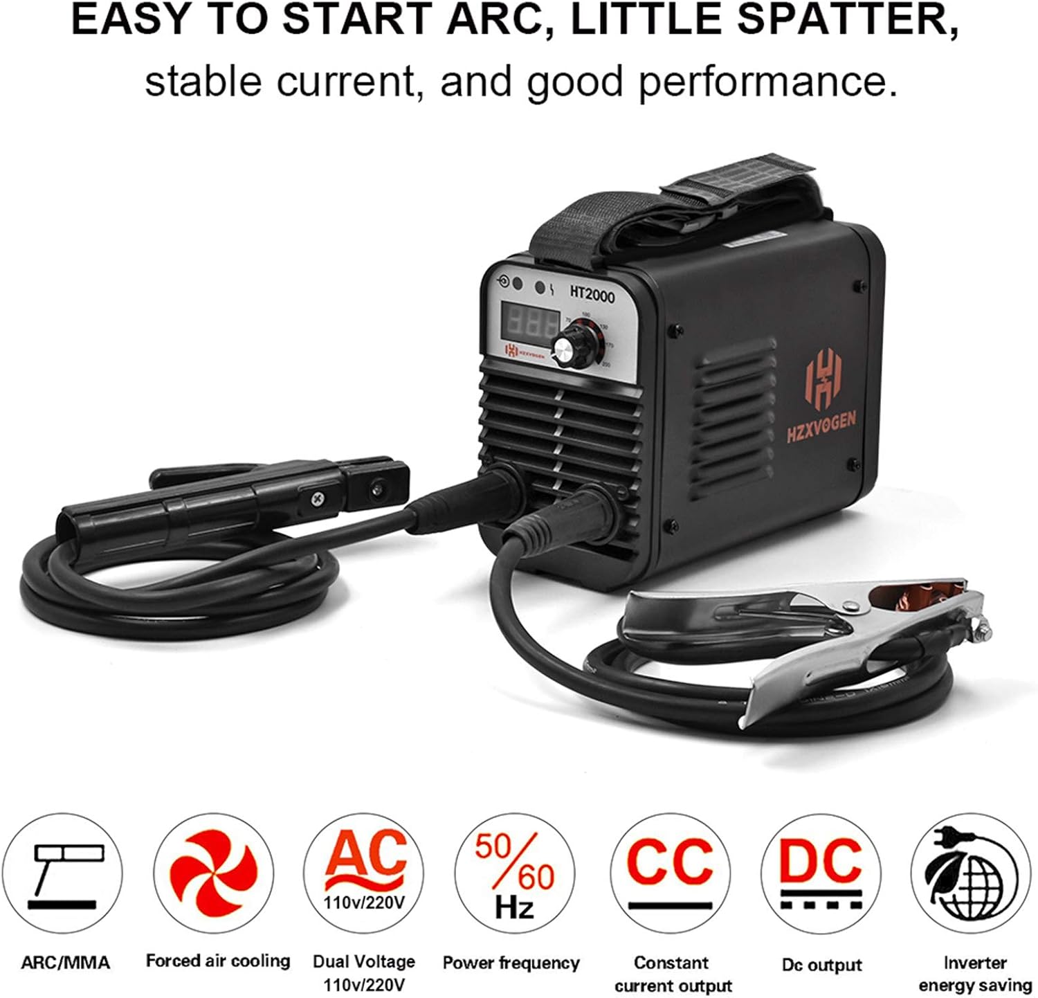 HZXVOGEN 160Amp 110/220V MMA Mini Welder Dual Volt Arc Stick Welding Machine 60% Duty Cycle Portable Inverter Mini Welder with Electrode Holder Earth Clamp 30A Cable Adapter