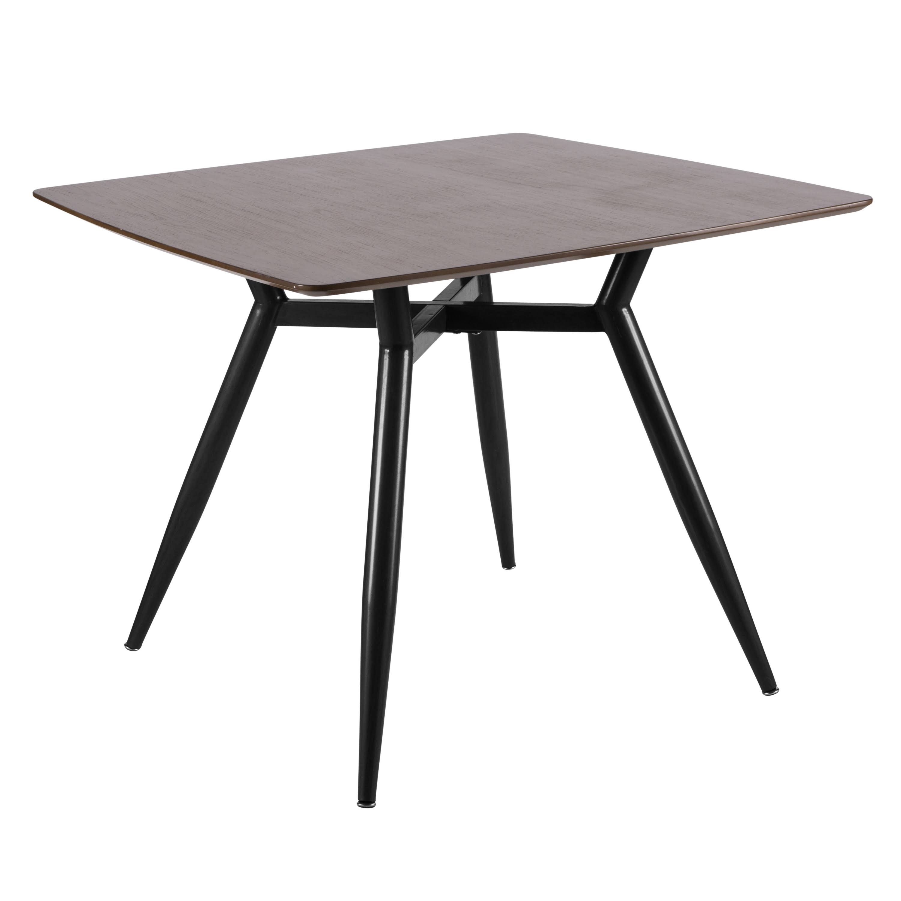 LumiSource Clara Mid-Century Modern Dining Table, Square, Walnut/Black