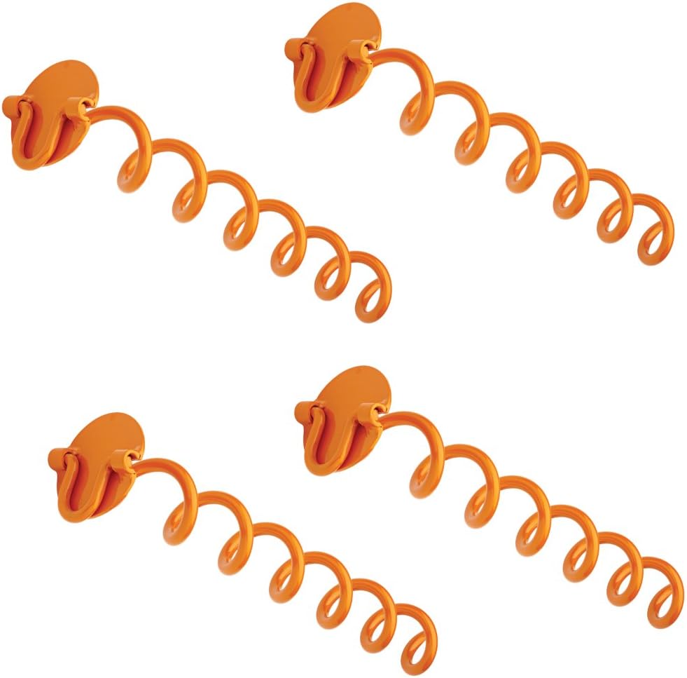 Liberty Outdoor ANCFR16-ORG-R Folding Ring Spiral Ground Anchor, 16-inch, 4 Pack